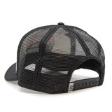 TYLER'S Lake Austin Trucker Hat in white and black, angled view
