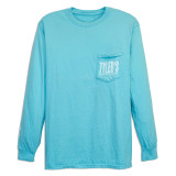 TYLER'S Light Blue Long Sleeve Comfort Color Pocket Tee front view