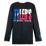 TYLER'S Texas Flag Long Sleeve Cuffless Tee black back view