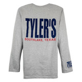 TYLER'S Grey/Navy Long Sleeve Cuffless Tee back view