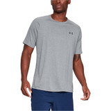 Under Armour Men's Steel Light Heather UA Tech 2.0 Tee in Steel Light Heather and Black colorway