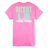 TYLER'S Azalea/Bright Mint Block Tee Racquet & Jog back