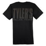 TYLER'S Black/Black Block Tee in Dallas colorway, back view
