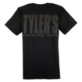 TYLER'S Black/Black Block Tee in Southlake colorway, full view