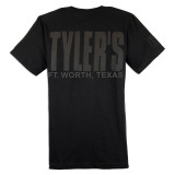 TYLER'S Black/Black Block Tee in Ft. Worth colorway, back view