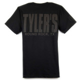 TYLER'S Black/Black Block Tee in Round Rock colorway, back view