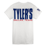 TYLER'S White/Navy Block Tee Dallas back view