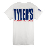 TYLER'S White/Navy Block Tee Ft. Worth back view