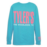 TYLER'S Lagoon Blue/Baby Pink Long Sleeve Comfort Color Tee - The Woodlands