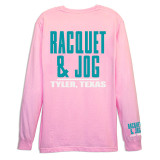 Racquet & Jog Blossom Pink/Teal Long Sleeve Comfort Color Tee