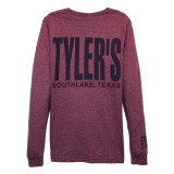 TYLER'S Maroon/Navy Long Sleeve Track Tee Southlake back view