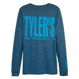 TYLER'S Deep Teal/Aqua Long Sleeve Track Tee back view