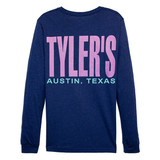 TYLER'S Navy/Panther Pink Long Sleeve Track Tee Austin back view