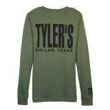 TYLER'S Military Green/Black Long Sleeve Track Tee back view Dallas