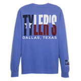 TYLER'S Blue/Texas Flag Long Sleeve Comfort Color Pocket Tee Dallas back view