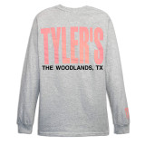 TYLER'S Ash and Baby Pink Long Sleeve Block Tee back view