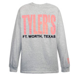 TYLER'S Ash and Baby Pink Long Sleeve Block Tee back view