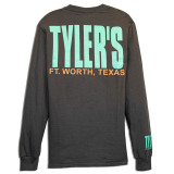 TYLER'S Charcoal and Mint Long Sleeve Block Tee, back view