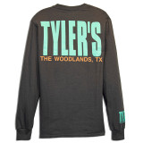 TYLER'S Charcoal and Mint Long Sleeve Block Tee, back view