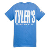 TYLER'S Light Blue/White Block Tee Round Rock back view