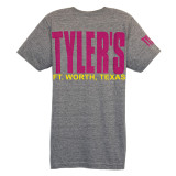 TYLER'S Heather Grey/Pink Track Tee back view, Ft. Worth