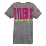 TYLER'S Heather Grey/Pink Track Tee back view, Dallas