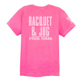 Racquet & Jog Kids' Neon Pink Comfort Color Tee back view