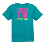 Racquet & Jog Kids' Jade/Heliconia Tee back view