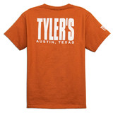 TYLER'S Kids' Texas Orange and White Tee shirt front view