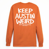 Keep Austin Weird White/Burnt Orange Long Sleeve Tee  Texas Orange/White Long Sleeve Tee