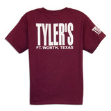TYLER'S Kids' Maroon/White Tee back detail