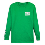 TYLER'S Kids' Green and White Long Sleeve Tee shirt angle view