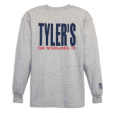 TYLER'S Kids' Grey/Navy Long Sleeve Tee back view