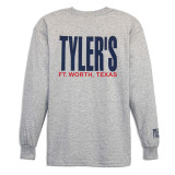 TYLER'S Kids' Grey/Navy Long Sleeve Tee back view