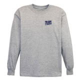 TYLER'S Kids' Grey/Navy Long Sleeve Tee front view