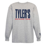 TYLER'S Kids' Grey/Navy Long Sleeve Tee back view detail
