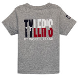 TYLER'S Toddlers' Grey/Texas Flag Tee flat lay back