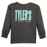 TYLER'S Toddlers' Charcoal/Mint Long Sleeve Tee back full view