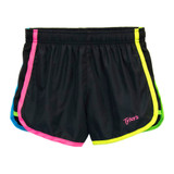 Girls' Black/ Multi Trim Racer elasticated Shorts