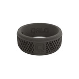 Qalo Men's Step Edge Crosshatch Ring in Dark Grey
