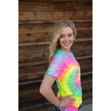 TYLER'S Minty Rainbow Tie Dye Outline Tee