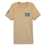 TYLER'S Heather Tan/Dusty Blue Track Tee front view