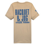 Racquet & Jog Heather Tan/Dusty Blue Track Tee back view