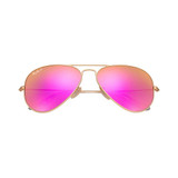 Ray-Ban Aviator Flash Lenses sunglasses in gold frame with cyclamen lenses