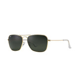 Ray-Ban Caravan sunglasses with gold frame and green classic lenses