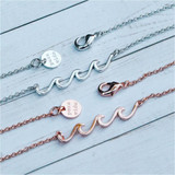 Pura Vida Delicate Wave Necklace in Rose Gold worn