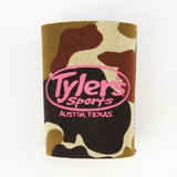 TYLER's Keep Austin Weird Koozie in teal shown at angle view