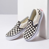 Vans Kids' Classic Checkerboard Slip On Shoes - Black/Off White Check