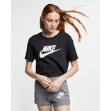 Nike Women's Sportswear Essential Cropped Tee Black detail