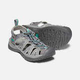 Keen Women's Whisper Sandals Medium Grey Peacock Green top sole